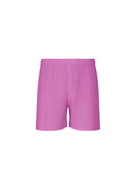 A product shot of the HOMME PLISSÉ ISSEY MIYAKE COLOR PLEATS 1 shorts in shine purple.