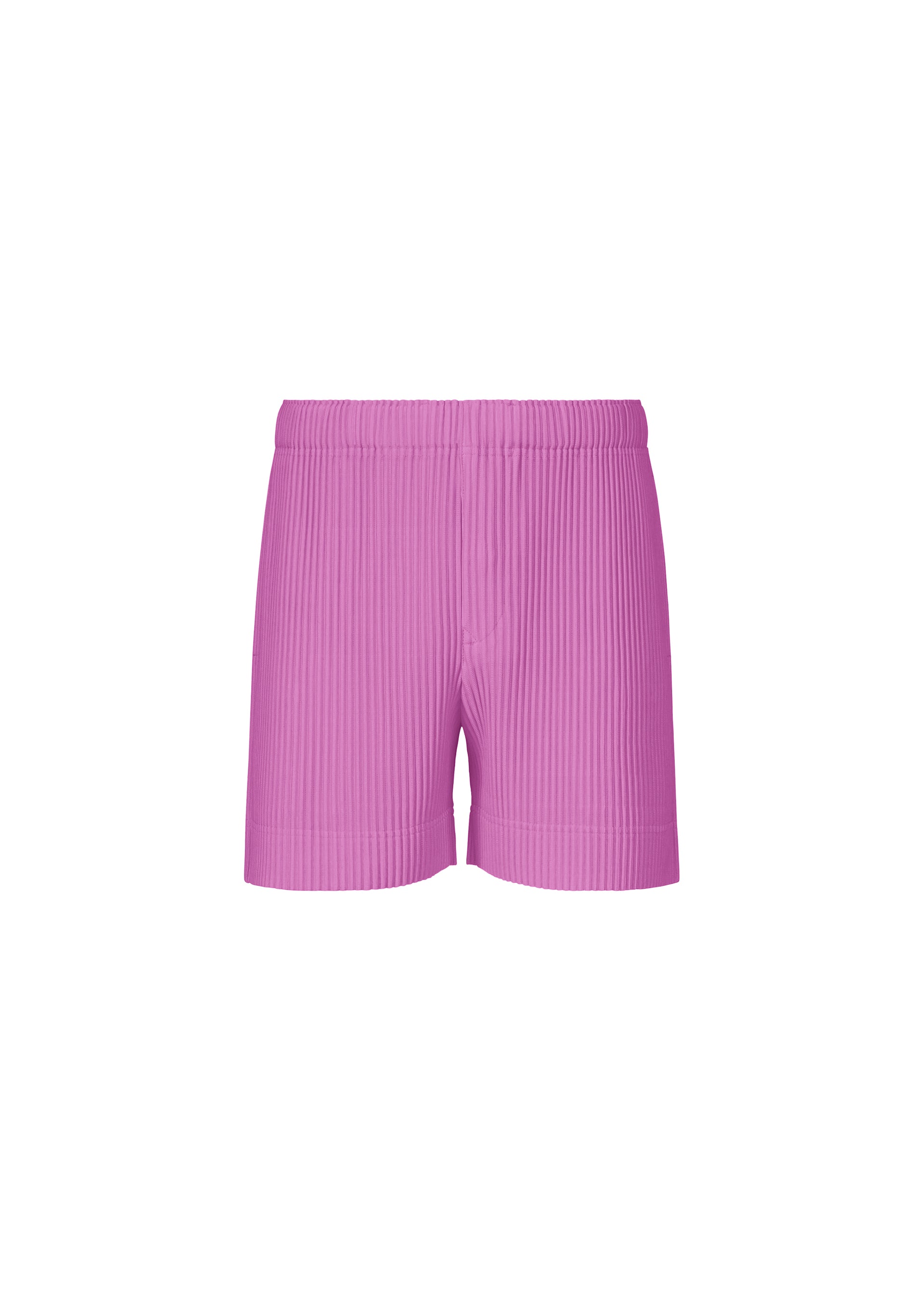 A product shot of the HOMME PLISSÉ ISSEY MIYAKE COLOR PLEATS 1 shorts in shine purple.