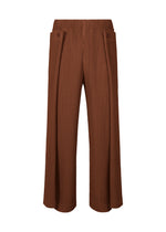 A product shot of the HOMME PLISSÉ ISSEY MIYAKE MOTION BLUR trousers in darkside brown.