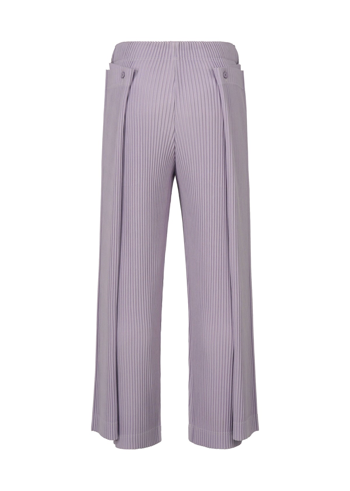 A detail shot of the HOMME PLISSÉ ISSEY MIYAKE MOTION BLUR trousers.