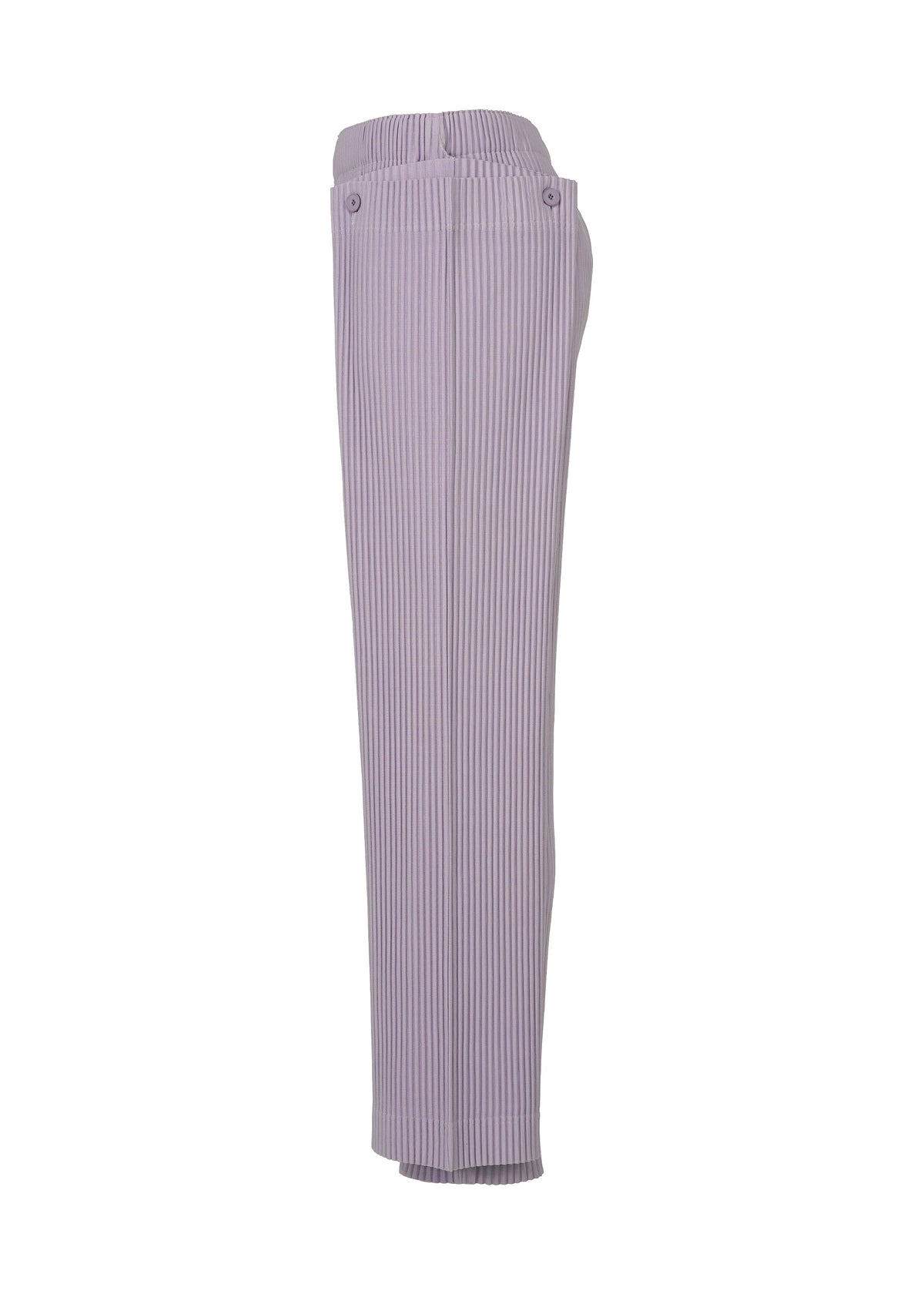 A detail shot of the HOMME PLISSÉ ISSEY MIYAKE MOTION BLUR trousers.