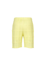 A detail shot of the HOMME PLISSÉ ISSEY MIYAKE LACE GRID PLEATS shorts.