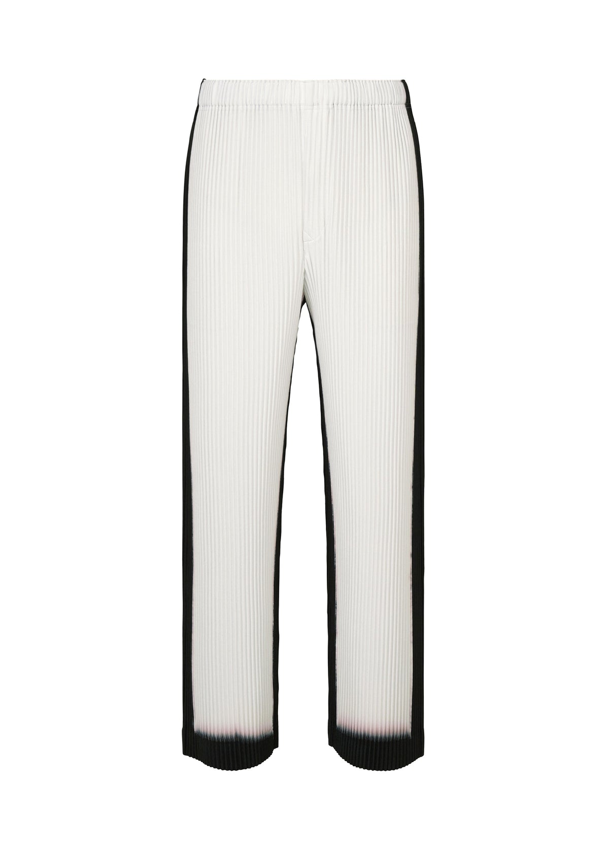 A product shot of the HOMME PLISSÉ ISSEY MIYAKE FRAMEWORK : CHUSEN trousers in white.