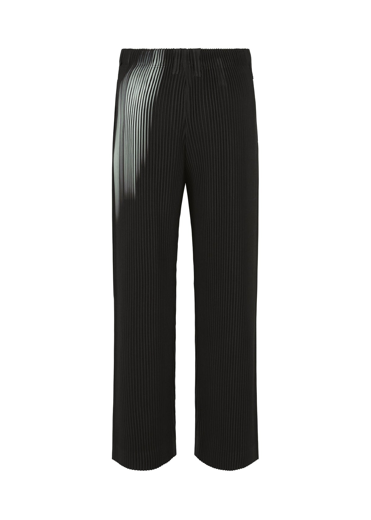 A detail shot of the HOMME PLISSÉ ISSEY MIYAKE IN THE SHADOW trousers.