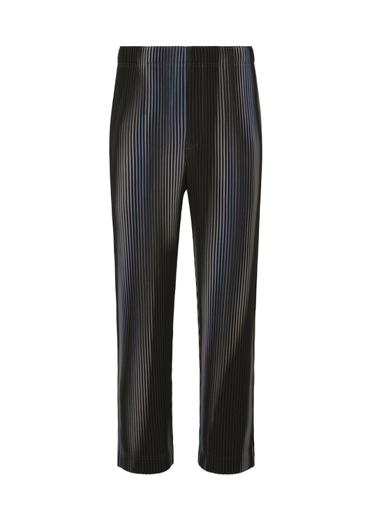 A product shot of the HOMME PLISSÉ ISSEY MIYAKE BLEND OF LIGHTS trousers in blue.
