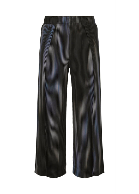 A product shot of the HOMME PLISSÉ ISSEY MIYAKE BLEND OF LIGHTS trousers in blue.
