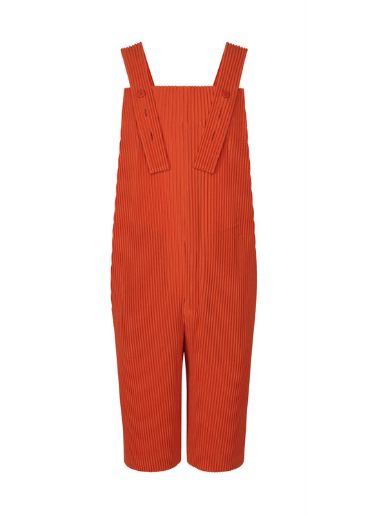A product shot of the HOMME PLISSÉ ISSEY MIYAKE PLEATS BOTTOMS 1 jumpsuit in brightside red.