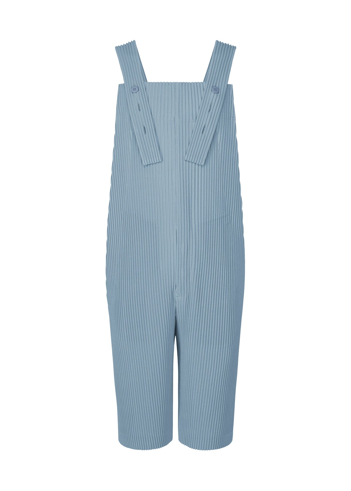 A product shot of the HOMME PLISSÉ ISSEY MIYAKE PLEATS BOTTOMS 1 jumpsuit in dim blue.
