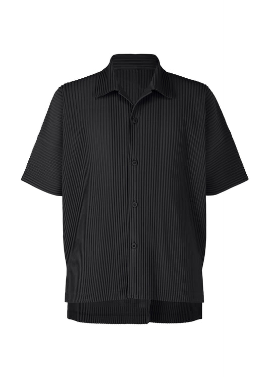 A product shot of the HOMME PLISSÉ ISSEY MIYAKE MONTHLY COLORS : AUGUST shirt in black.
