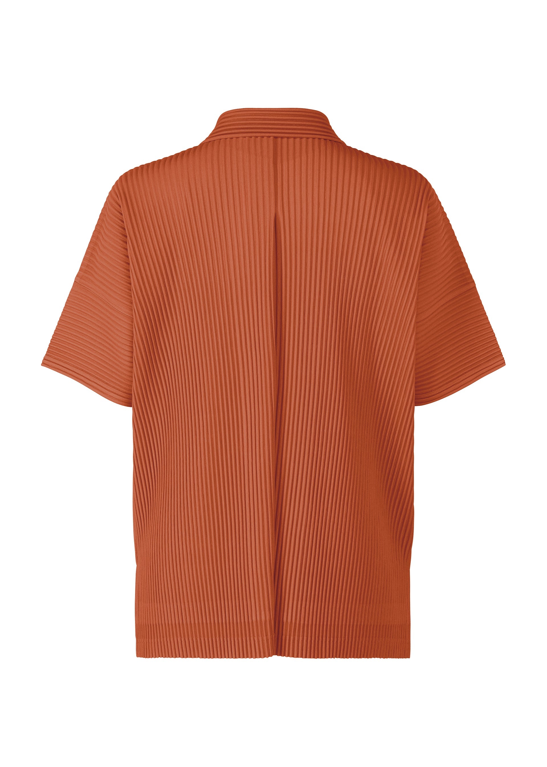 A detail shot of the HOMME PLISSÉ ISSEY MIYAKE MONTHLY COLORS : AUGUST shirt.