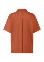A detail shot of the HOMME PLISSÉ ISSEY MIYAKE MONTHLY COLORS : AUGUST shirt.