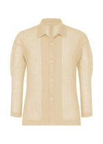 A product shot of the HOMME PLISSÉ ISSEY MIYAKE RUSTIC MESH shirt in ivory.