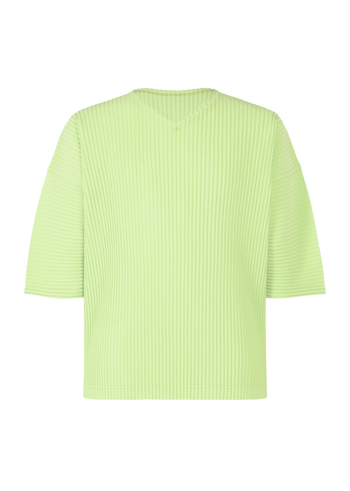 A product shot of the HOMME PLISSÉ ISSEY MIYAKE MONTHLY COLORS : JULY top in shine green.