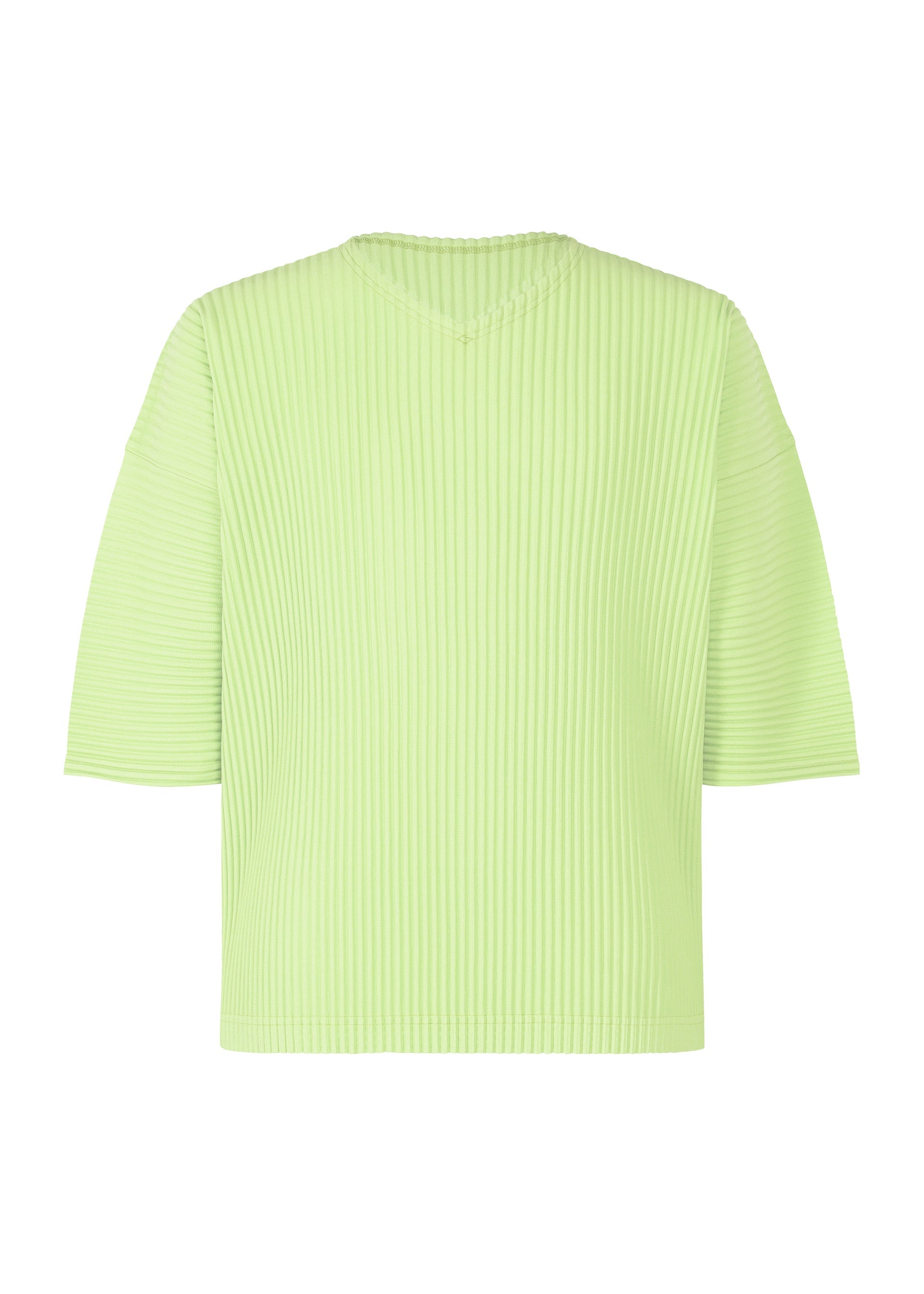 A product shot of the HOMME PLISSÉ ISSEY MIYAKE MONTHLY COLORS : JULY top in shine green.