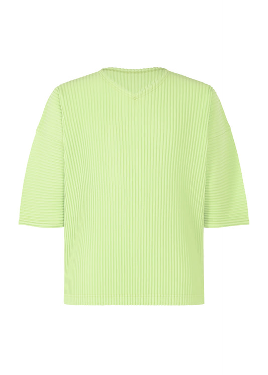 A product shot of the HOMME PLISSÉ ISSEY MIYAKE MONTHLY COLORS : JULY top in shine green.