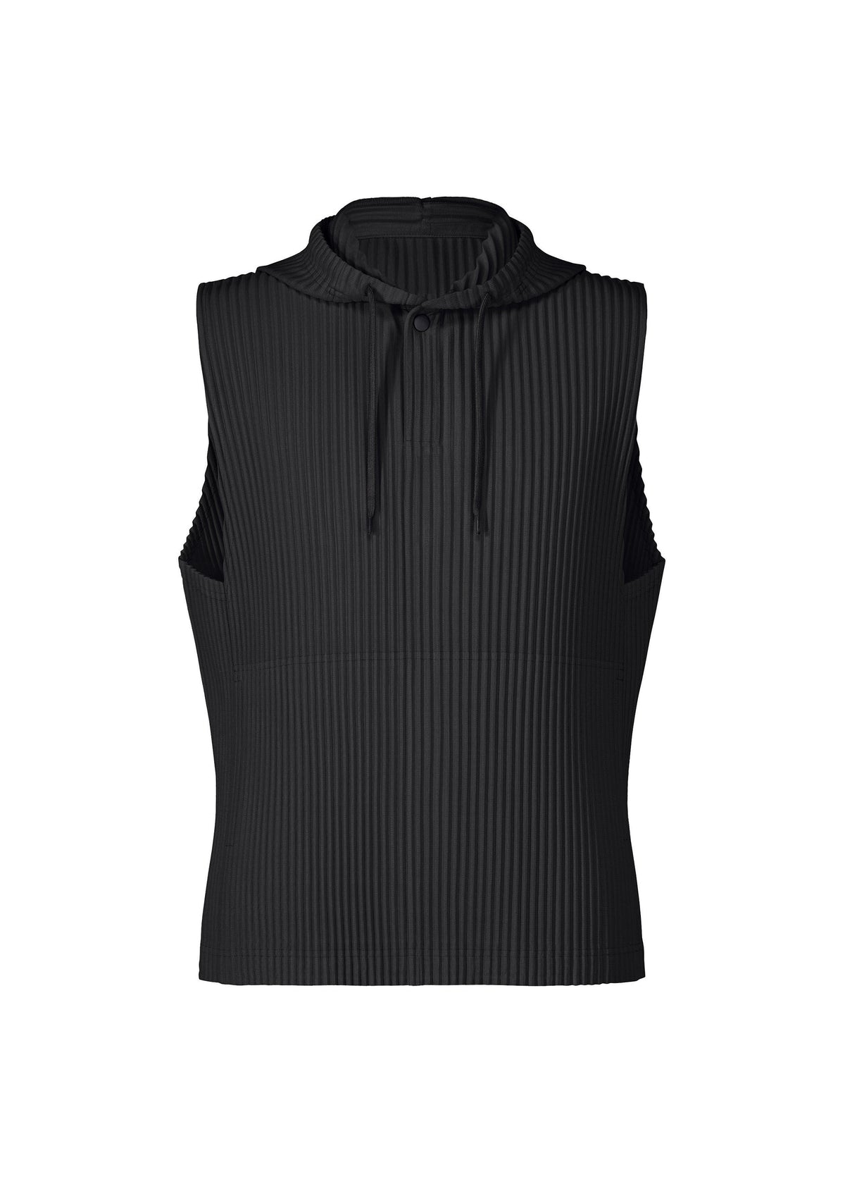 A product shot of the HOMME PLISSÉ ISSEY MIYAKE MONTHLY COLORS : SEPTEMBER top in black.