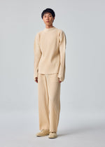 A model wears the HOMME PLISSÉ ISSEY MIYAKE MONTHLY COLORS : OCTOBER monthly-colors-october-long-sleeved-top-shade-dandelion.