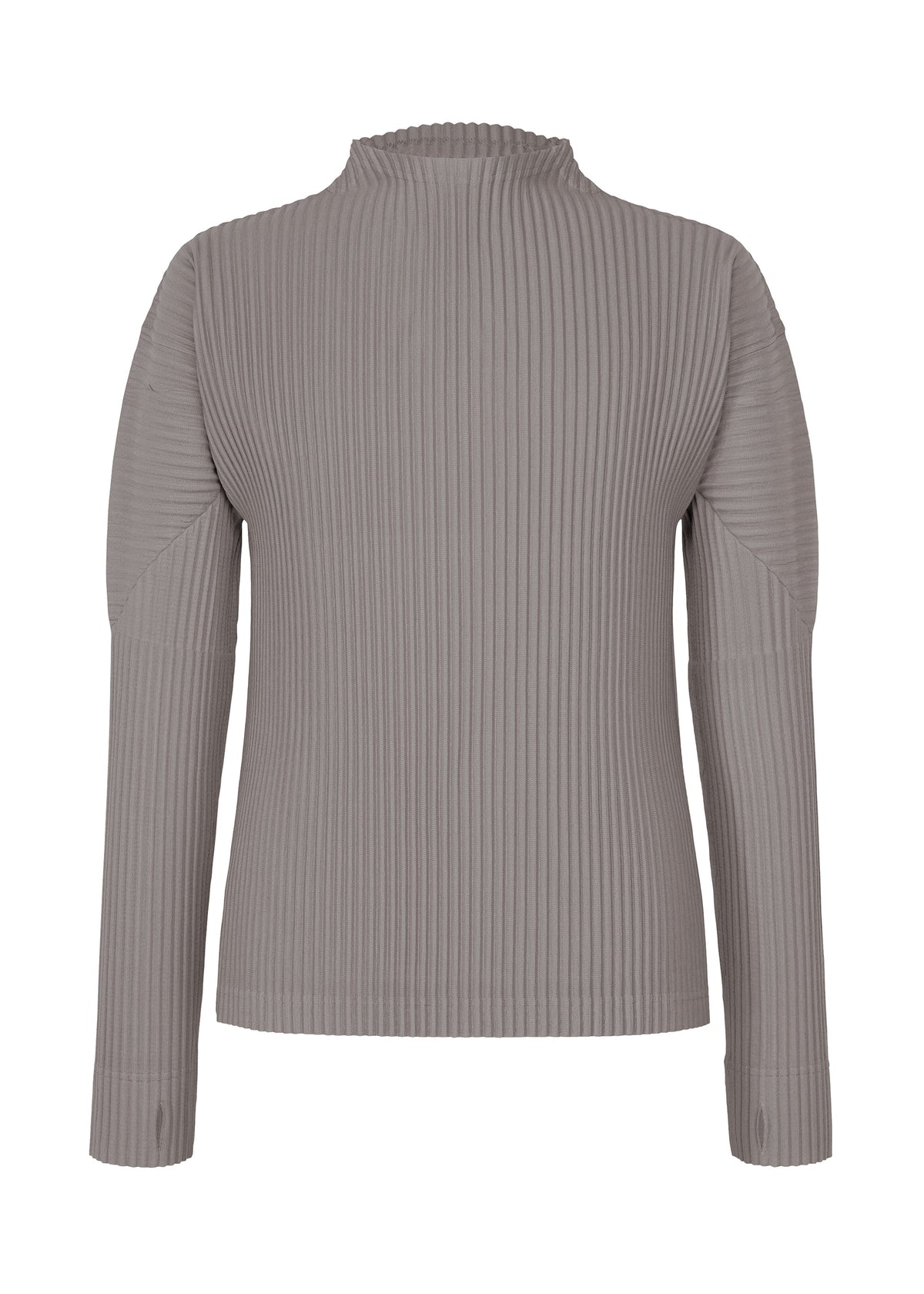 A product shot of the HOMME PLISSÉ ISSEY MIYAKE MONTHLY COLORS : OCTOBER top in dim gray.
