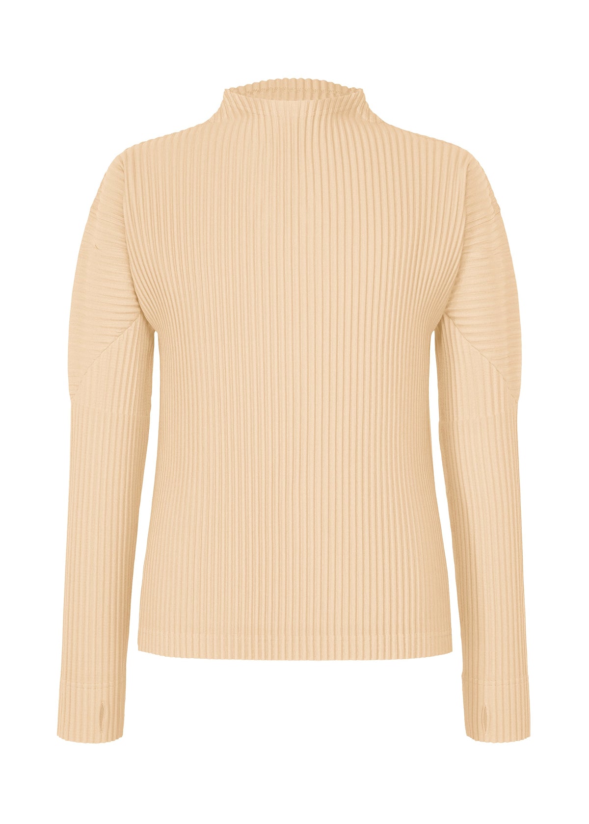 A product shot of the HOMME PLISSÉ ISSEY MIYAKE MONTHLY COLORS : OCTOBER top in glow cream.