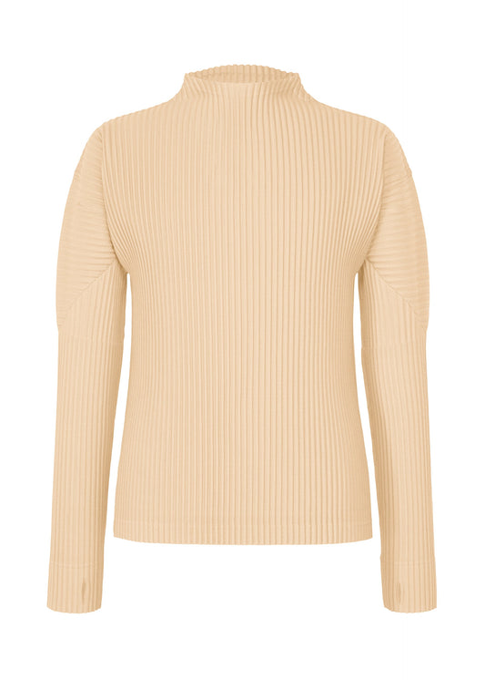 A product shot of the HOMME PLISSÉ ISSEY MIYAKE MONTHLY COLORS : OCTOBER top in glow cream.