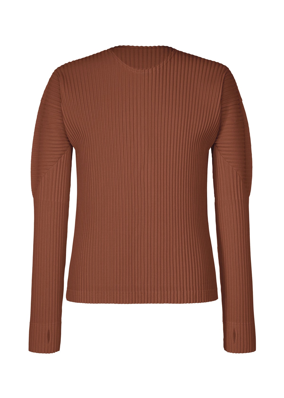 A product shot of the HOMME PLISSÉ ISSEY MIYAKE COLOR PLEATS 1 top in darkside brown.