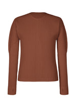 A product shot of the HOMME PLISSÉ ISSEY MIYAKE COLOR PLEATS 1 top in darkside brown.