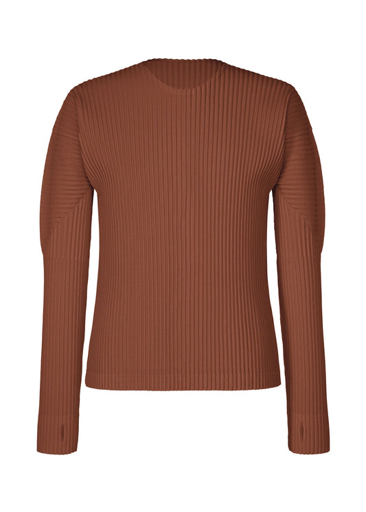 A product shot of the HOMME PLISSÉ ISSEY MIYAKE COLOR PLEATS 1 top in darkside brown.