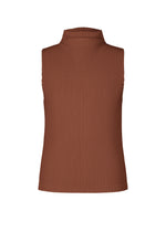 A product shot of the HOMME PLISSÉ ISSEY MIYAKE COLOR PLEATS 1 top in darkside brown.