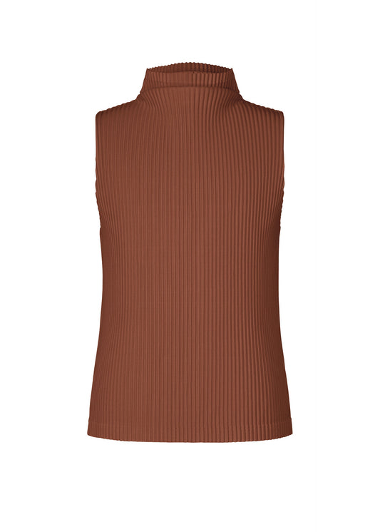 A product shot of the HOMME PLISSÉ ISSEY MIYAKE COLOR PLEATS 1 top in darkside brown.
