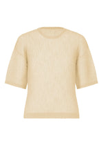 A product shot of the HOMME PLISSÉ ISSEY MIYAKE RUSTIC MESH top in ivory.