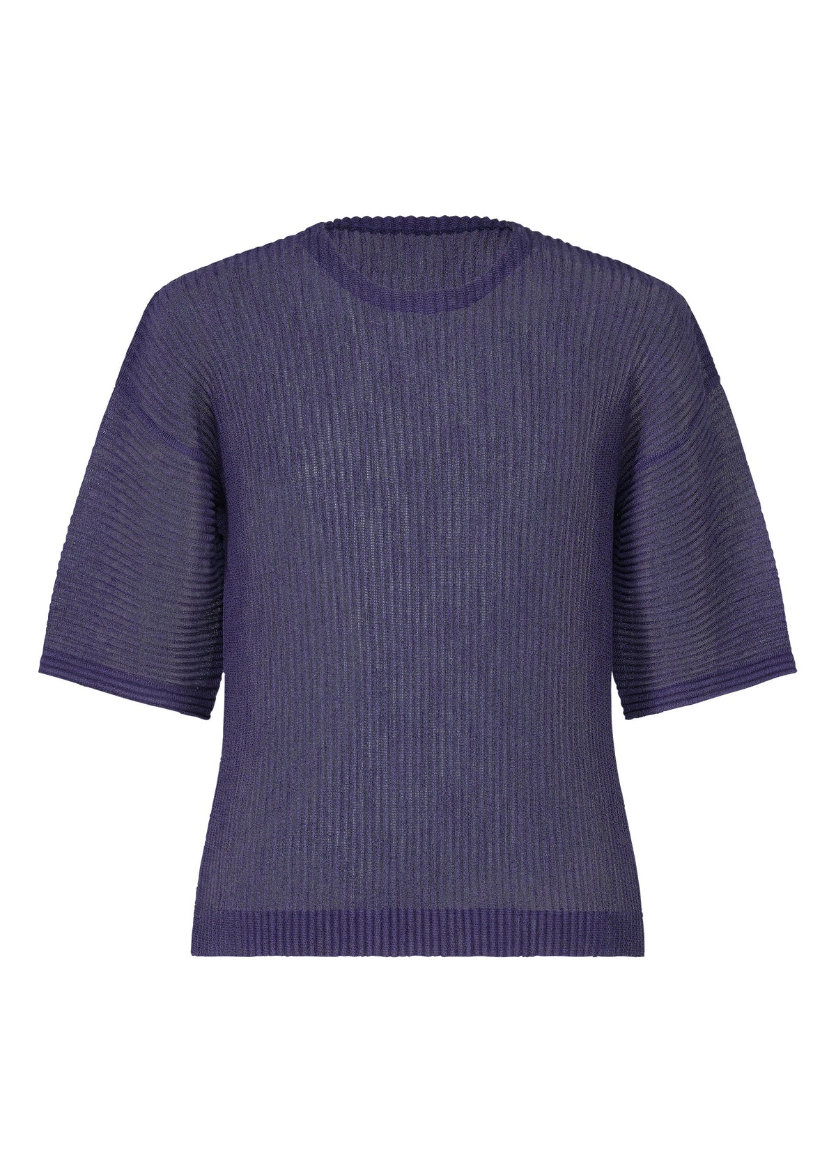 A product shot of the HOMME PLISSÉ ISSEY MIYAKE RUSTIC MESH top in blue.
