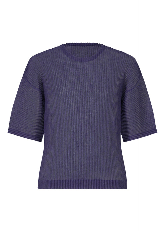 A product shot of the HOMME PLISSÉ ISSEY MIYAKE RUSTIC MESH top in blue.
