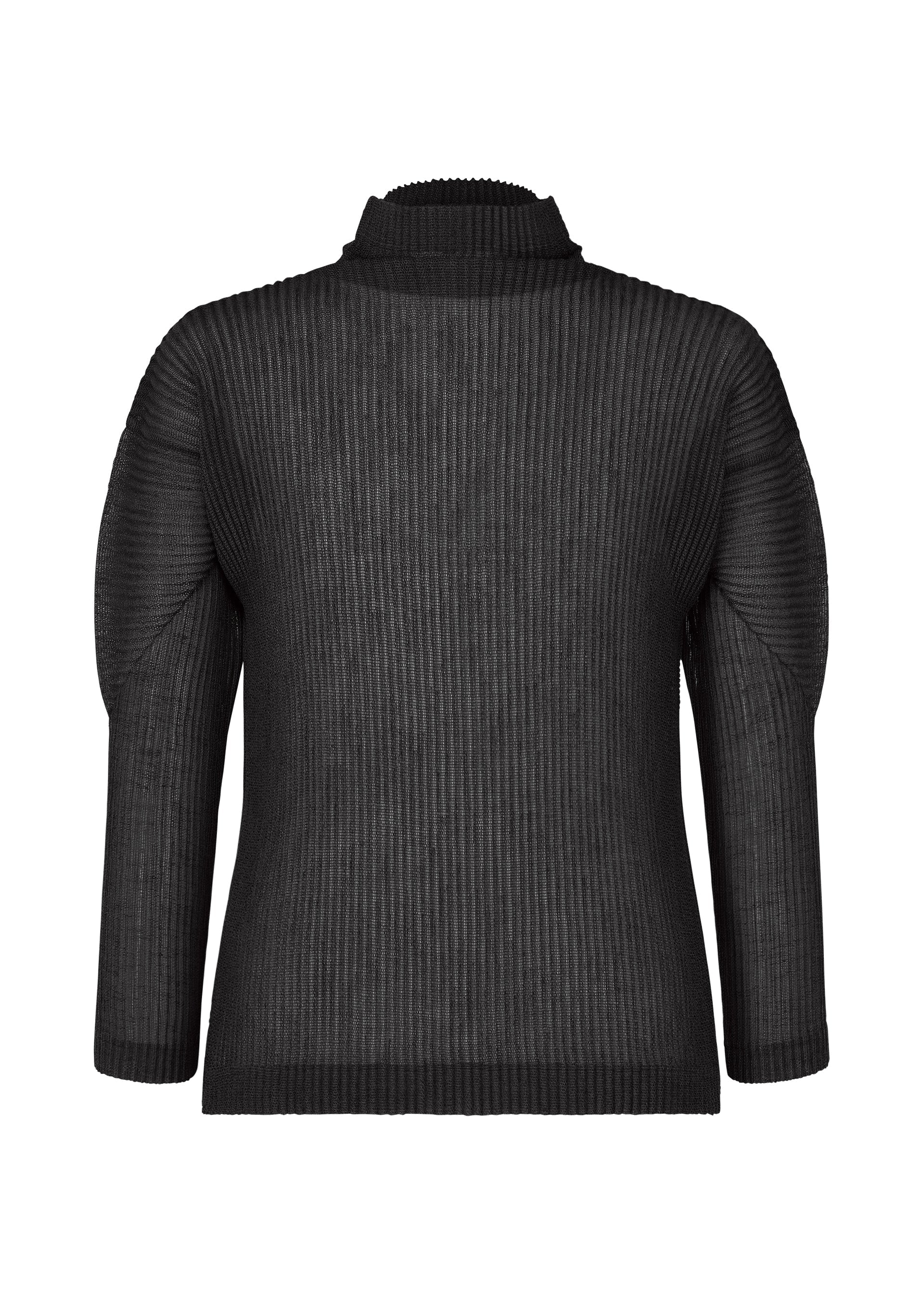 A product shot of the HOMME PLISSÉ ISSEY MIYAKE RUSTIC MESH top in black.
