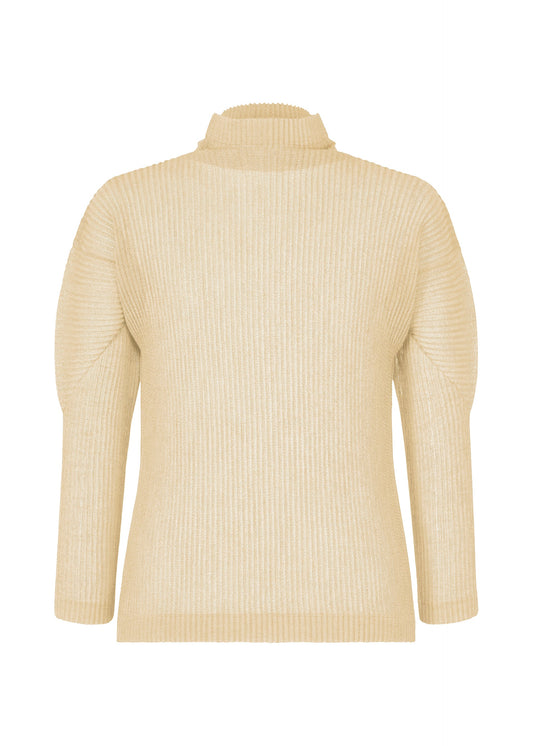 A product shot of the HOMME PLISSÉ ISSEY MIYAKE RUSTIC MESH top in ivory.