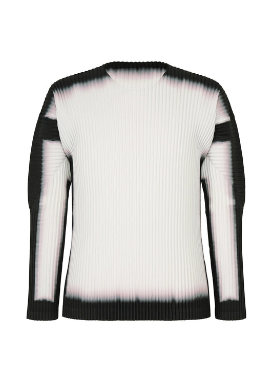A product shot of the HOMME PLISSÉ ISSEY MIYAKE FRAMEWORK : CHUSEN top in white.