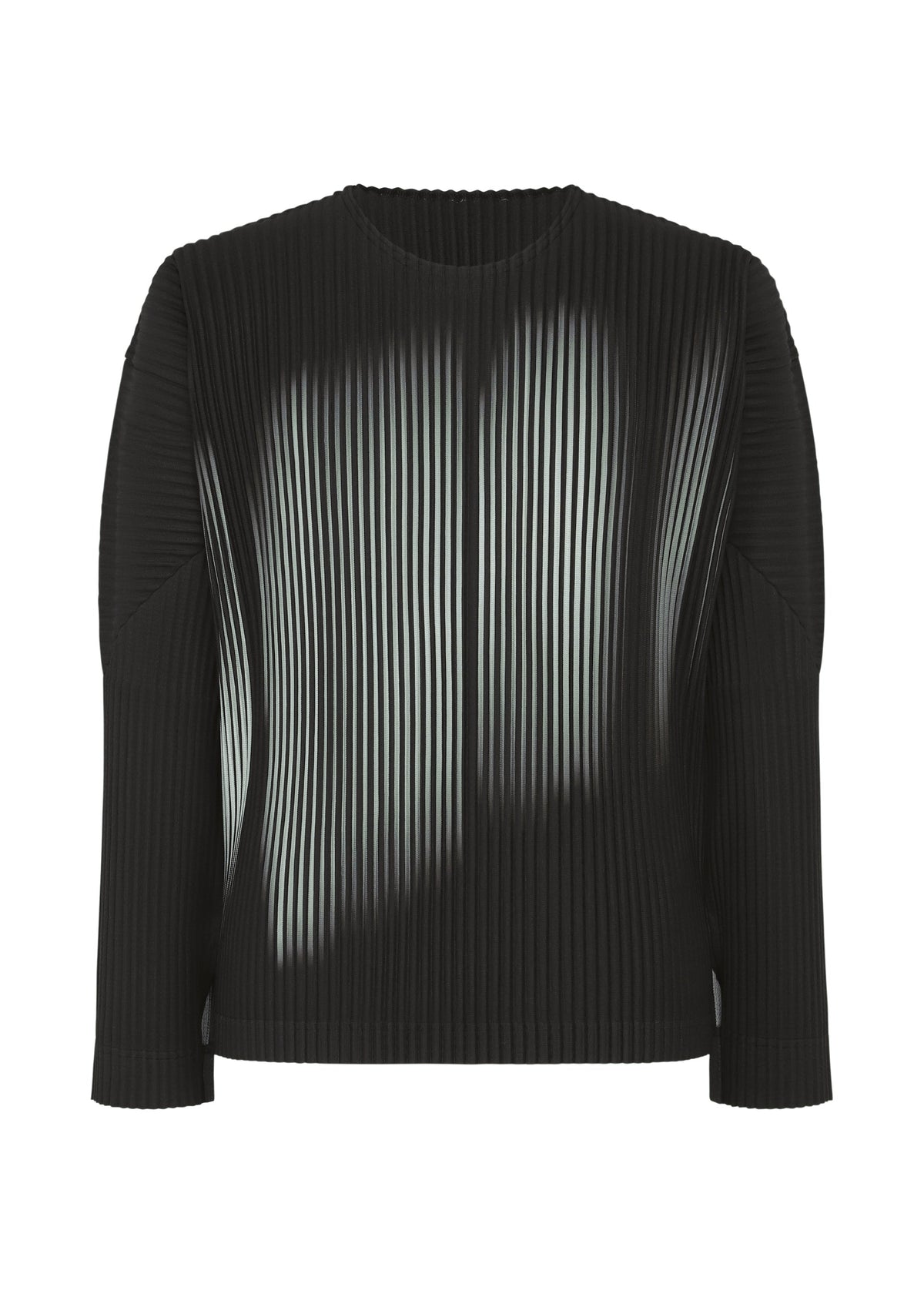 A product shot of the HOMME PLISSÉ ISSEY MIYAKE IN THE SHADOW top in shadow black.