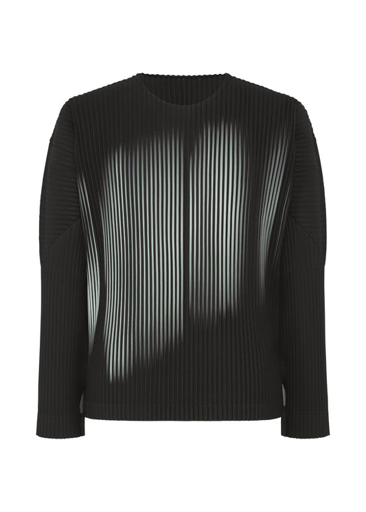 A product shot of the HOMME PLISSÉ ISSEY MIYAKE IN THE SHADOW top in shadow black.