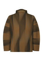 A product shot of the HOMME PLISSÉ ISSEY MIYAKE BLEND OF LIGHTS top in brown.