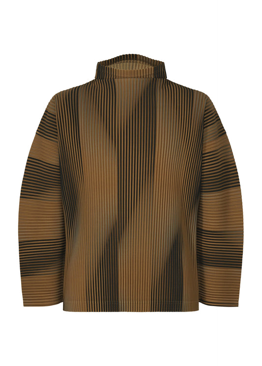 A product shot of the HOMME PLISSÉ ISSEY MIYAKE BLEND OF LIGHTS top in brown.