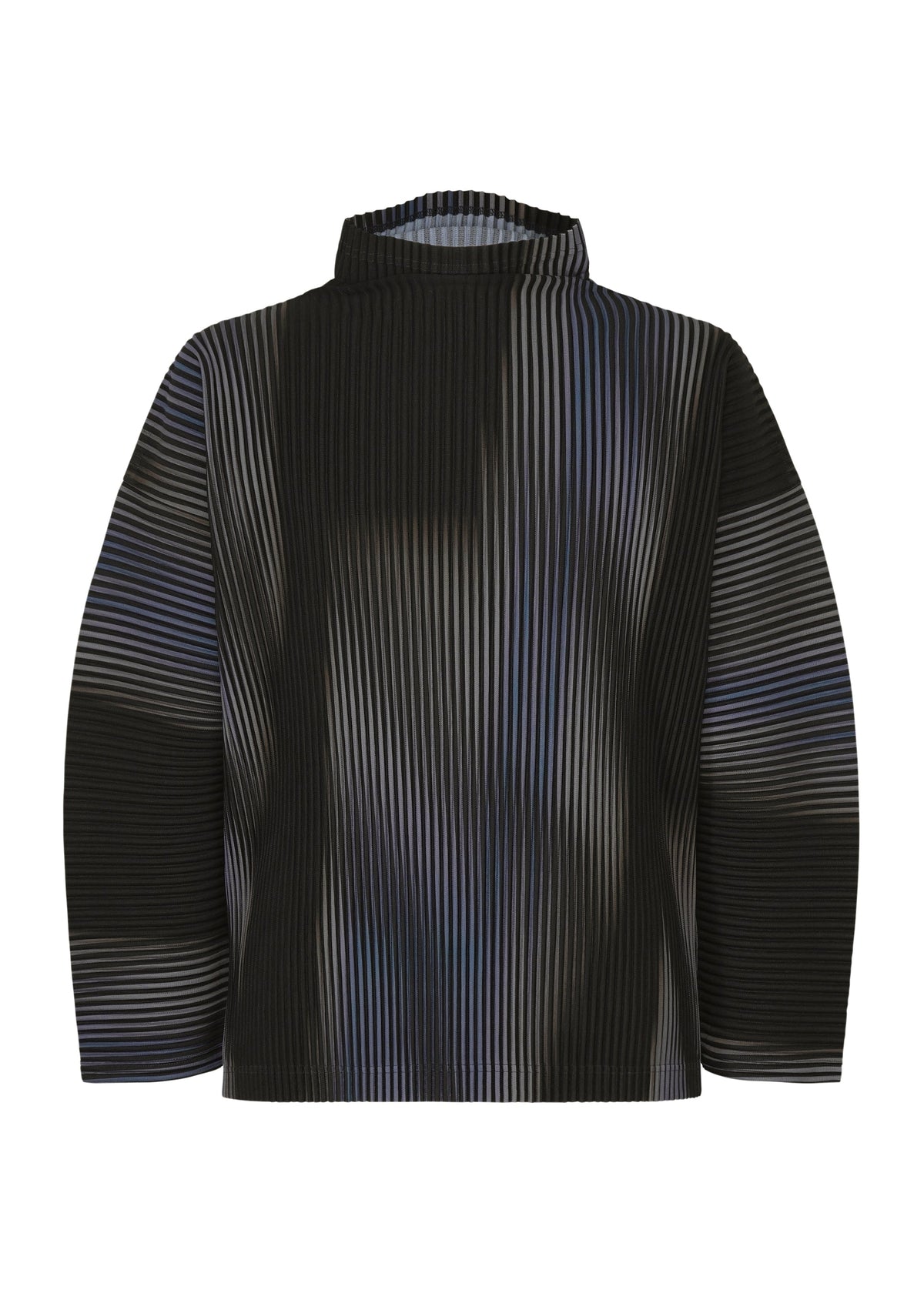 A product shot of the HOMME PLISSÉ ISSEY MIYAKE BLEND OF LIGHTS top in blue.