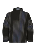 A product shot of the HOMME PLISSÉ ISSEY MIYAKE BLEND OF LIGHTS top in blue.