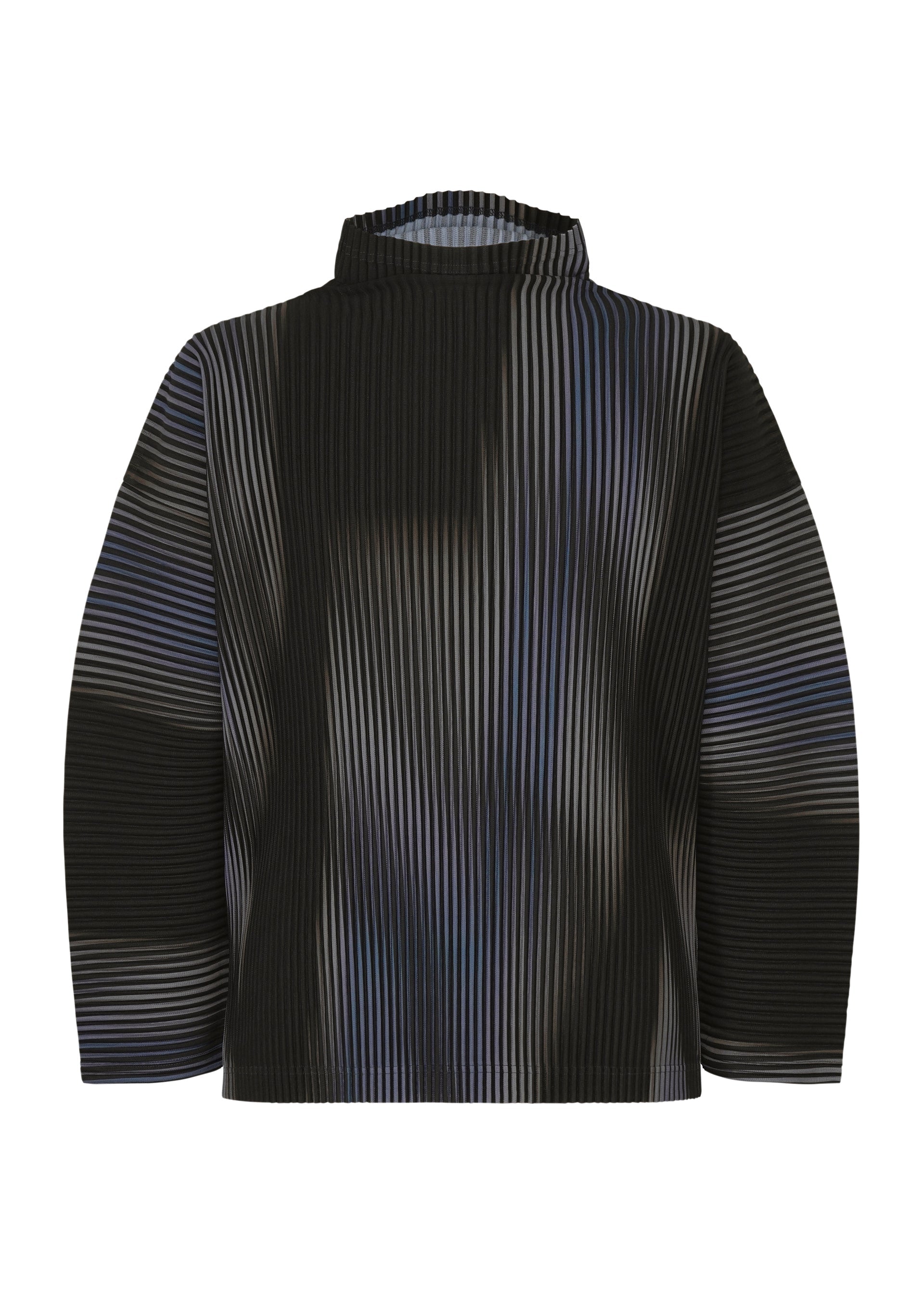 A product shot of the HOMME PLISSÉ ISSEY MIYAKE BLEND OF LIGHTS top in blue.