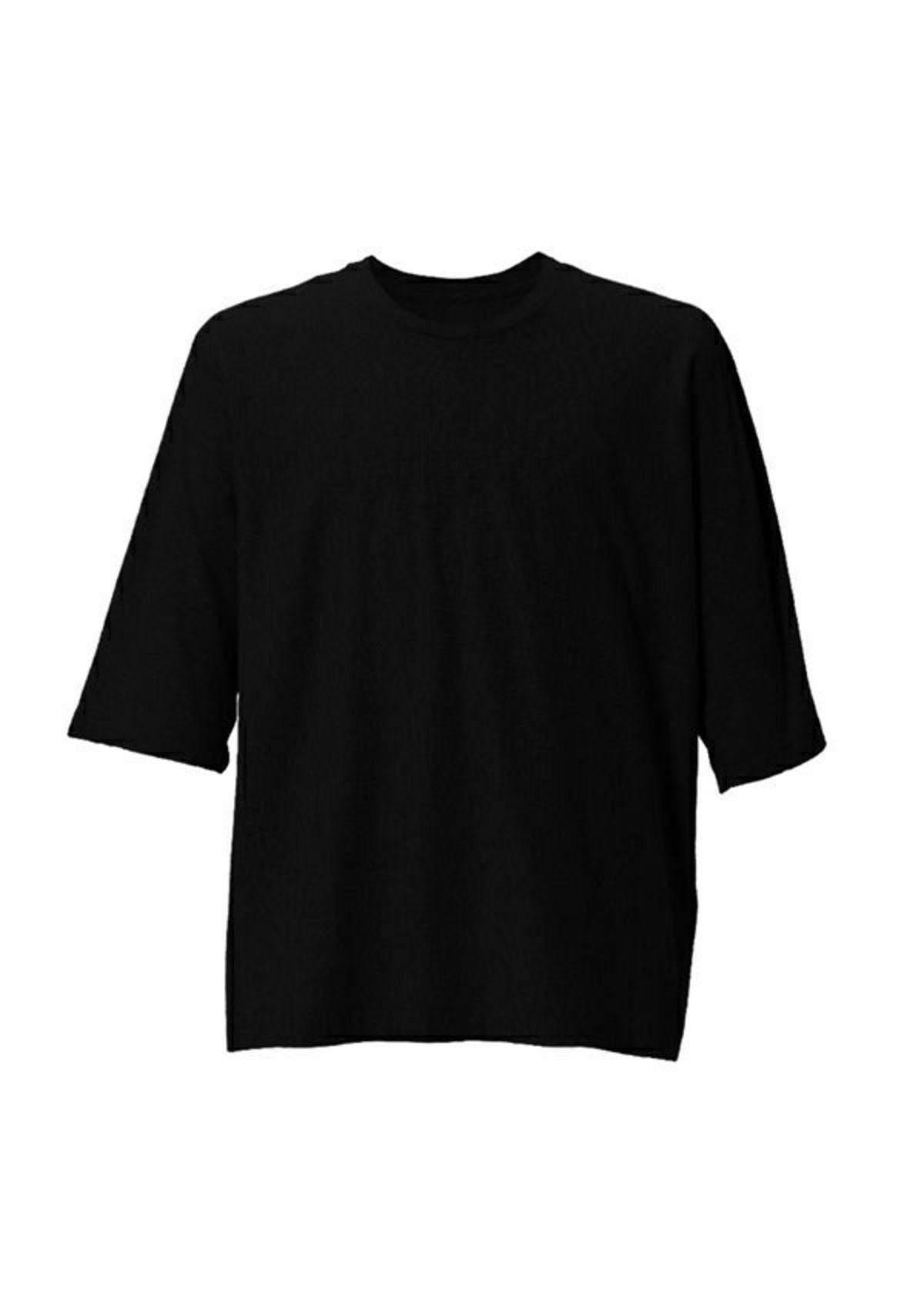 A product shot of the HOMME PLISSÉ ISSEY MIYAKE RELEASE-T BASIC top in black.