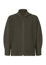 A product shot of the HOMME PLISSÉ ISSEY MIYAKE MONTHLY COLORS : JULY jacket in shade grayish brown.