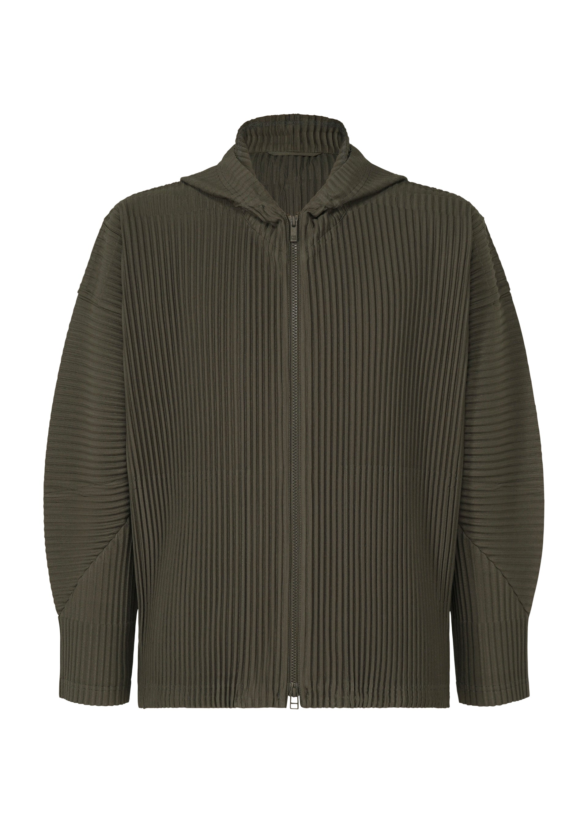 A product shot of the HOMME PLISSÉ ISSEY MIYAKE MONTHLY COLORS : JULY jacket in shade grayish brown.
