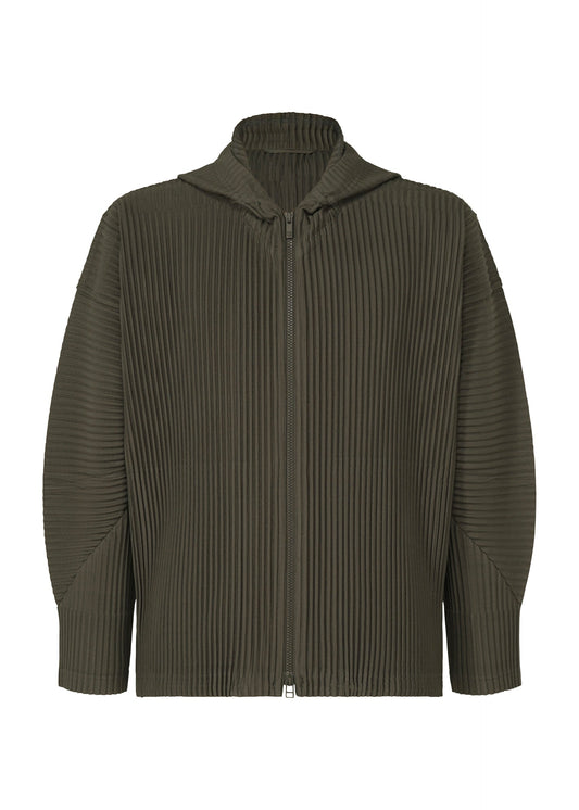 A product shot of the HOMME PLISSÉ ISSEY MIYAKE MONTHLY COLORS : JULY jacket in shade grayish brown.