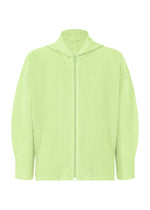 A product shot of the HOMME PLISSÉ ISSEY MIYAKE MONTHLY COLORS : JULY jacket in shine green.