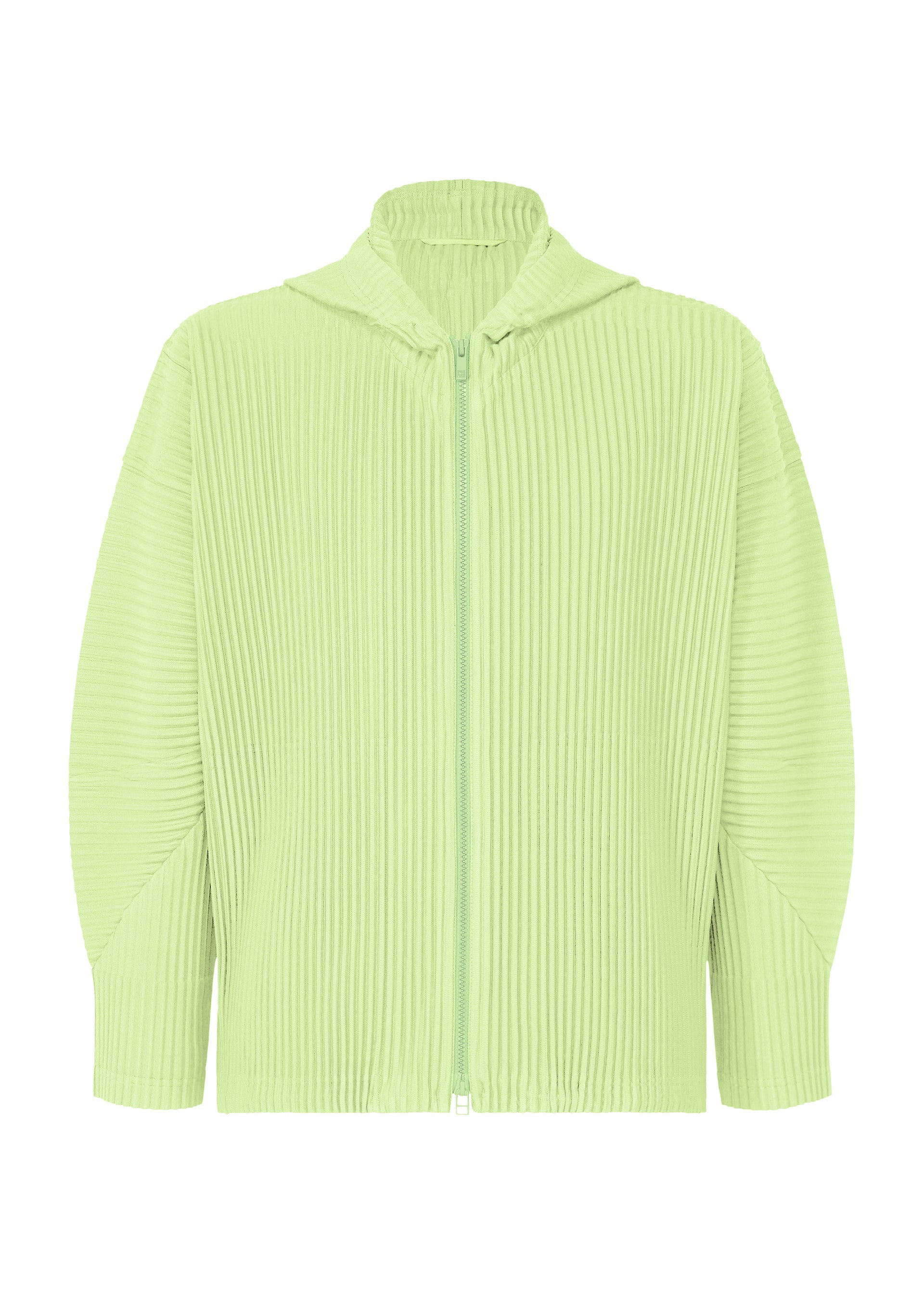 A product shot of the HOMME PLISSÉ ISSEY MIYAKE MONTHLY COLORS : JULY jacket in shine green.