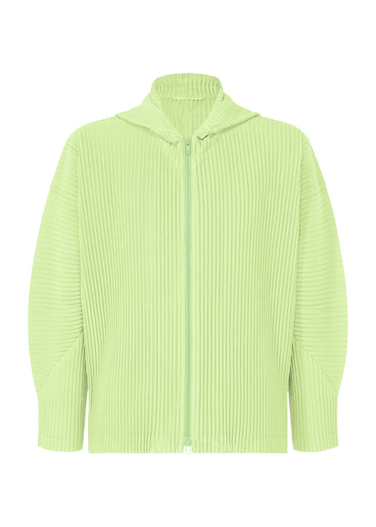 A product shot of the HOMME PLISSÉ ISSEY MIYAKE MONTHLY COLORS : JULY jacket in shine green.