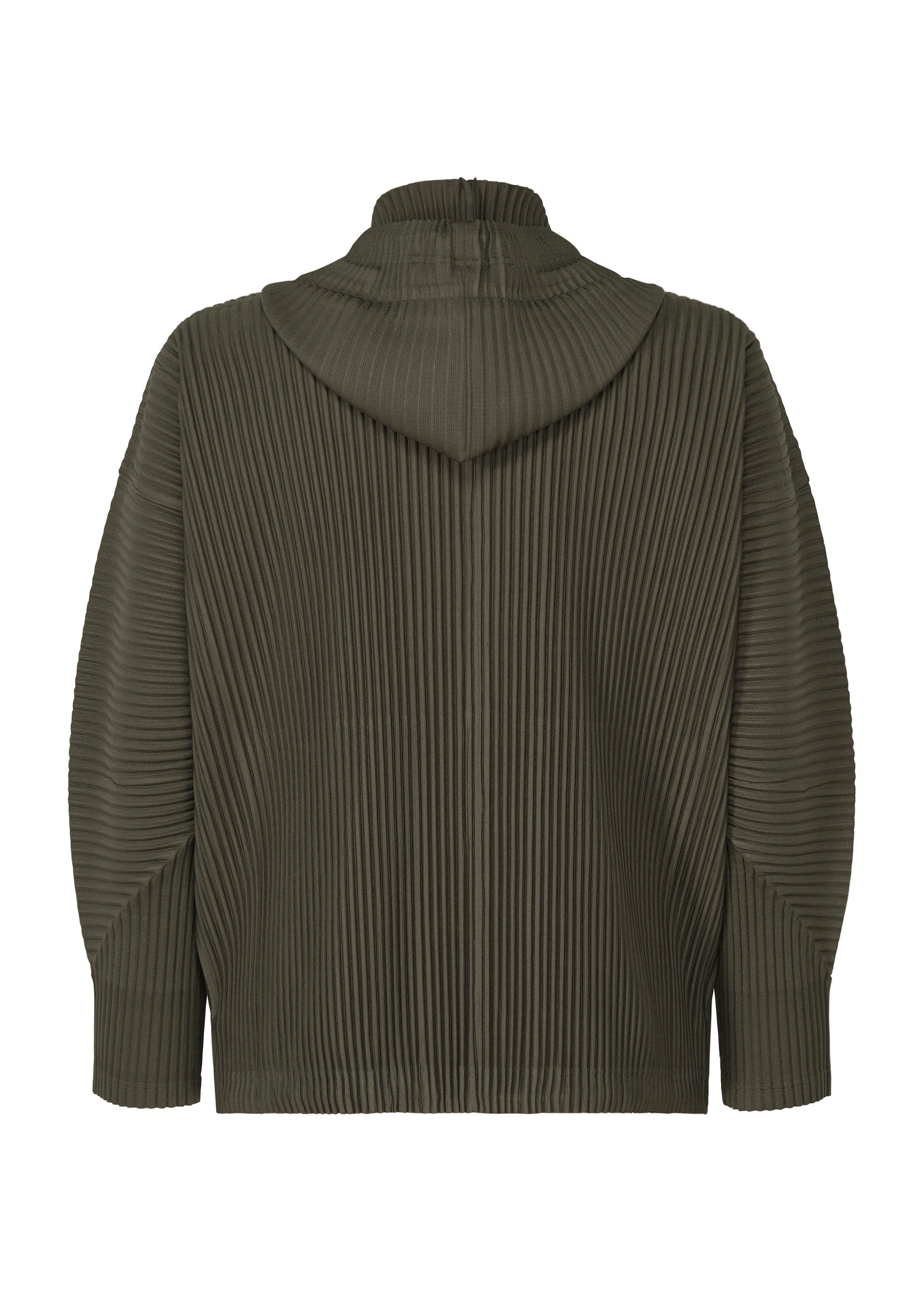 A detail shot of the HOMME PLISSÉ ISSEY MIYAKE MONTHLY COLORS : JULY jacket.